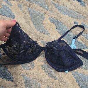 Victoria secret unlined lace/mesh demi bra 36C navy